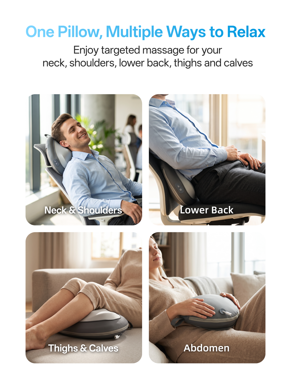 OmyGuard Cordless Shiatsu Massage Pillow with Heat