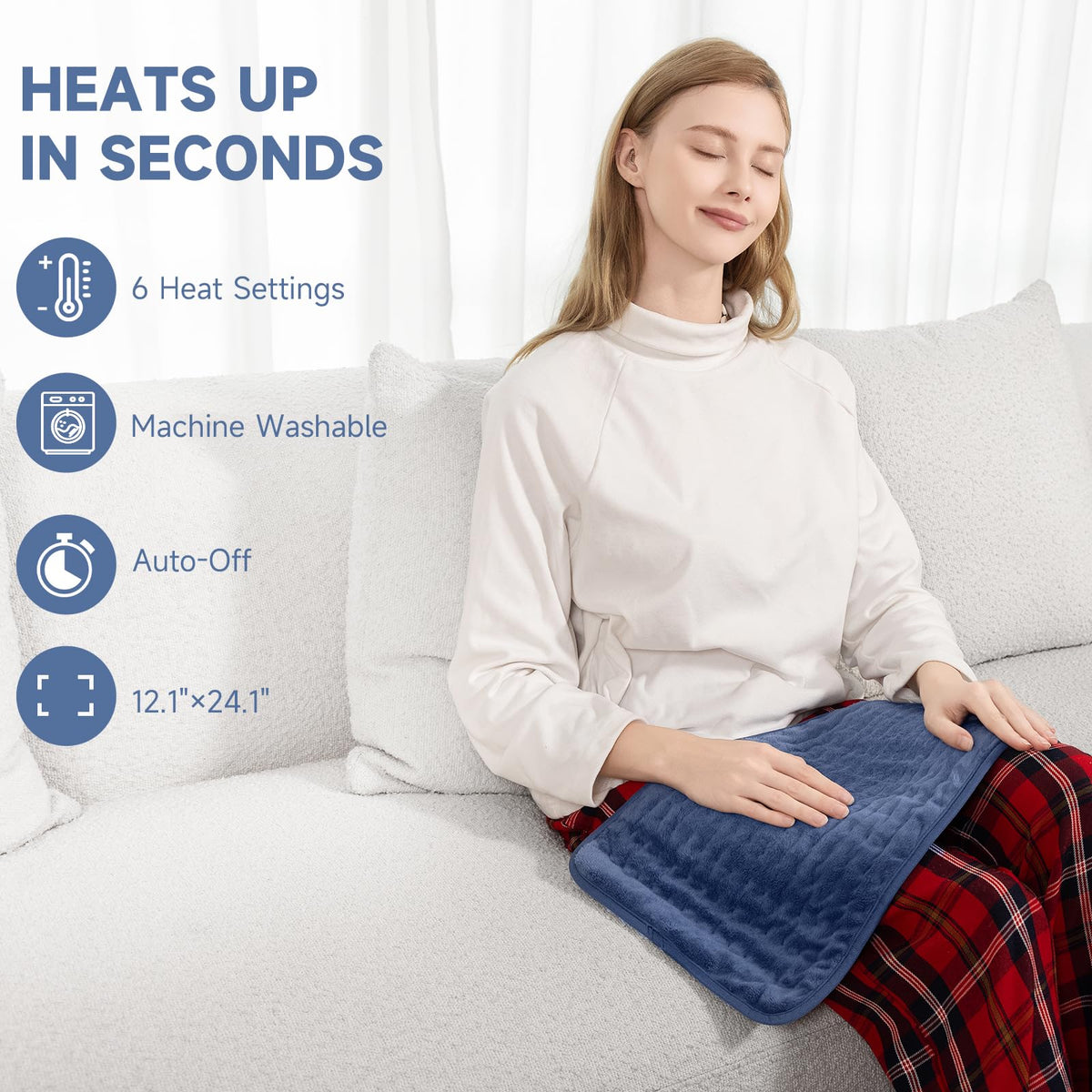 OmyGuard Electric Heating Pad for Back Pain Cramps Relief 12"x 24"(30*60cm)