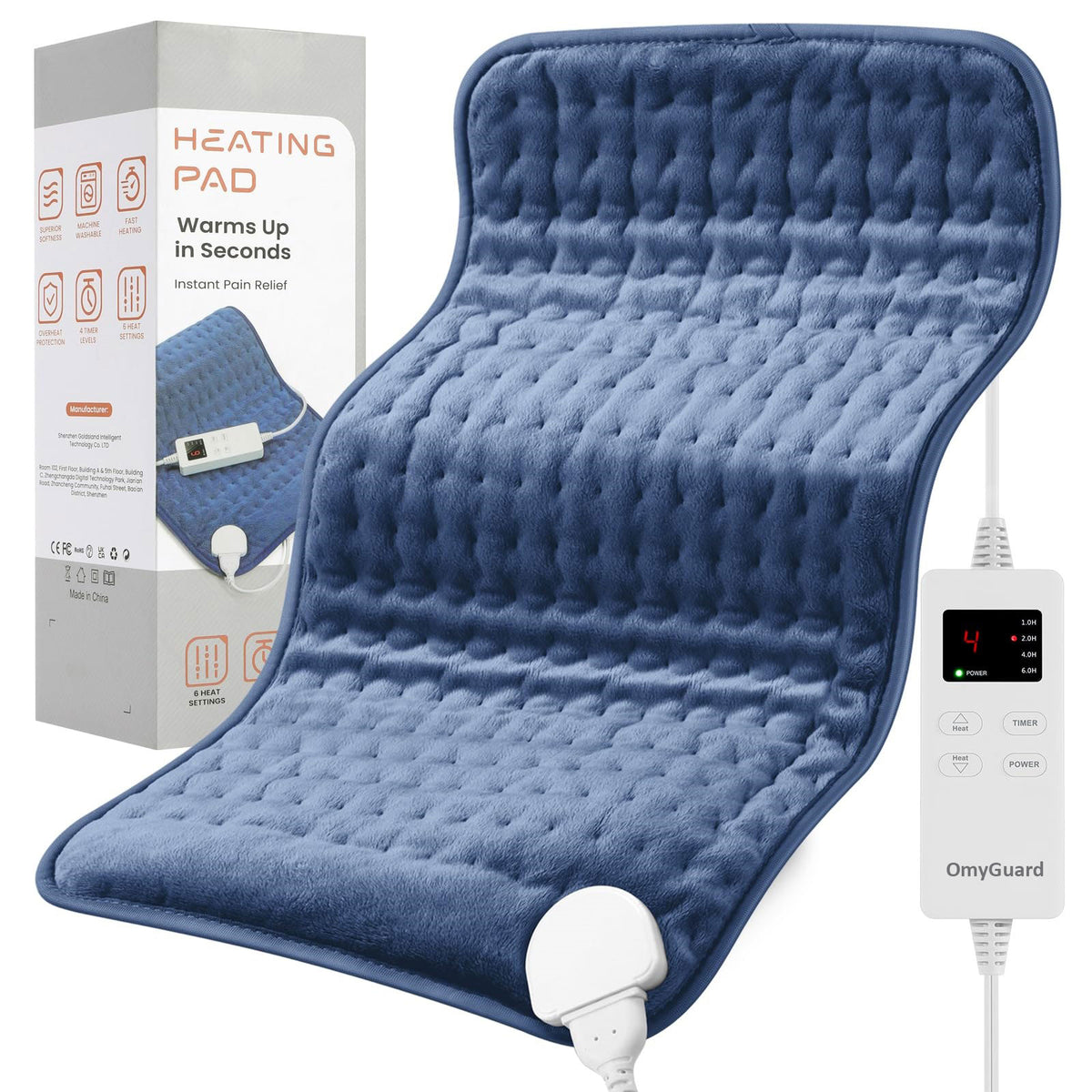 OmyGuard Electric Heating Pad for Back Pain Cramps Relief 12"x 24"(30*60cm)