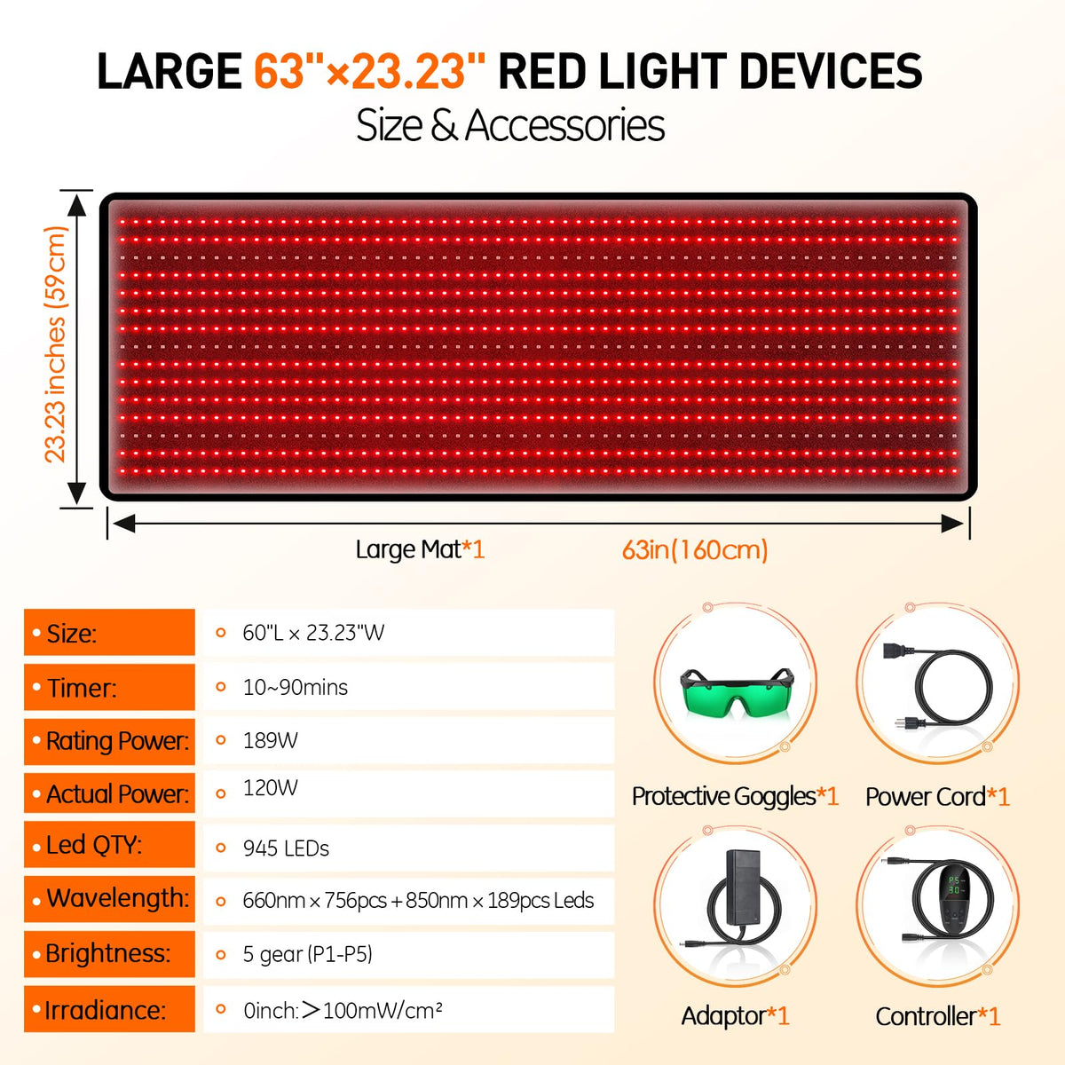 OmyGuard Extra Large Red Light Therapy Mat for Full Body