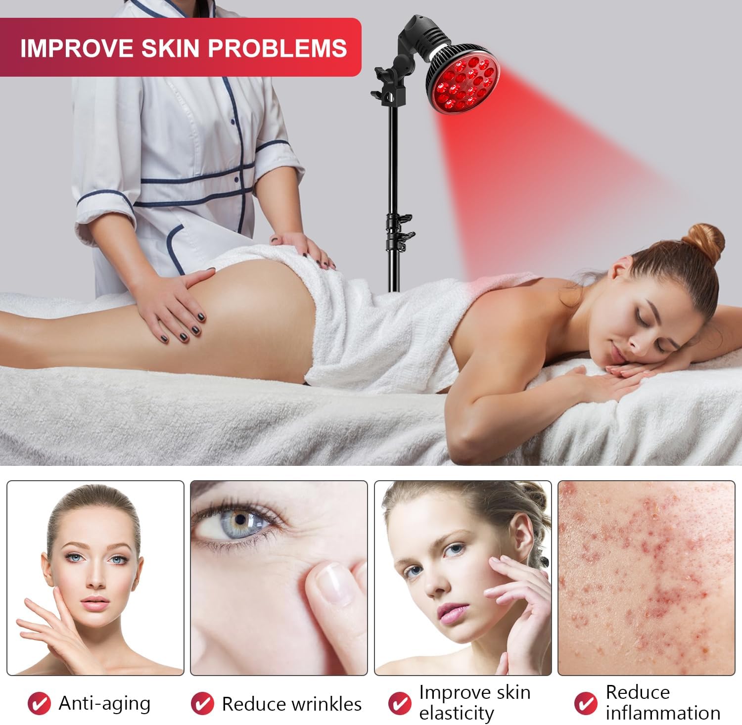 OmyGuard™ Red Light Therapy with Stand for Face and Body