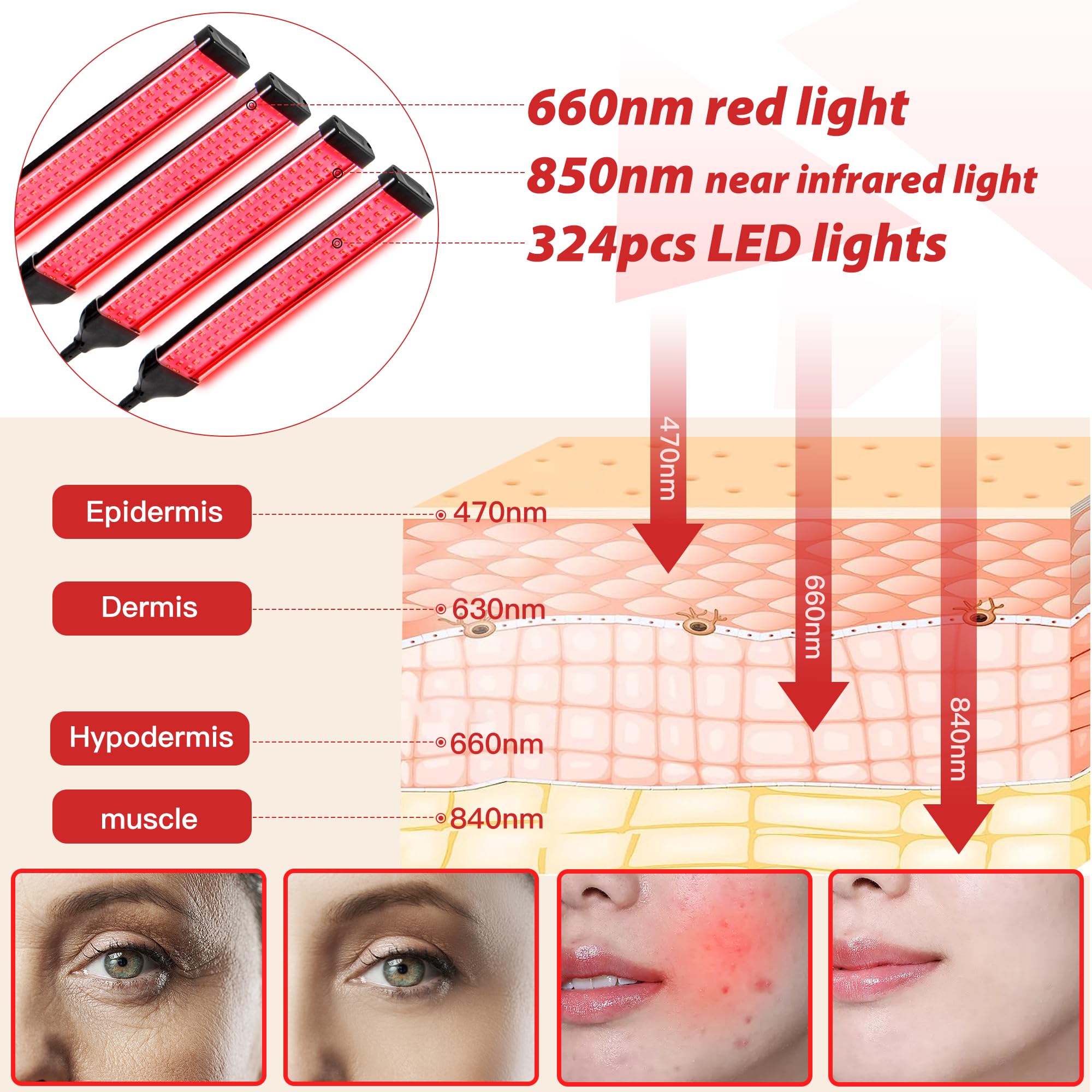 OmyGuard™ Red Light Therapy with Stand for Face and Body