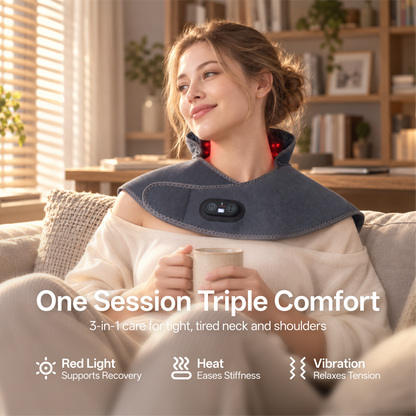 Cordless Red Light & Heated Therapy Pad for Neck Shoulder