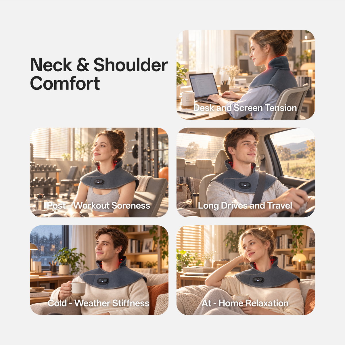 Cordless Red Light & Heated Therapy Pad for Neck Shoulder