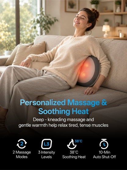 OmyGuard Cordless Shiatsu Massage Pillow with Heat