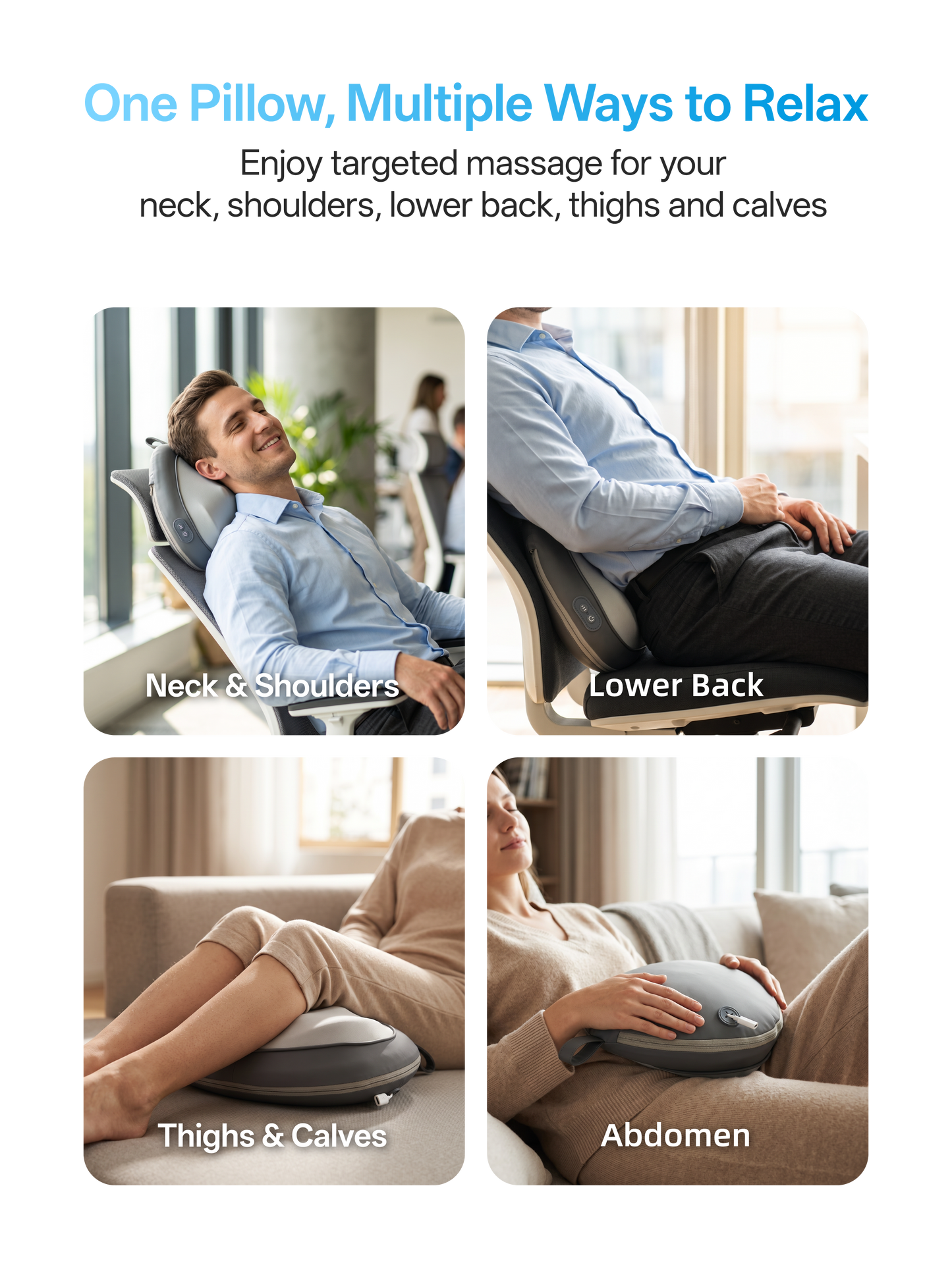 OmyGuard Cordless Shiatsu Massage Pillow with Heat