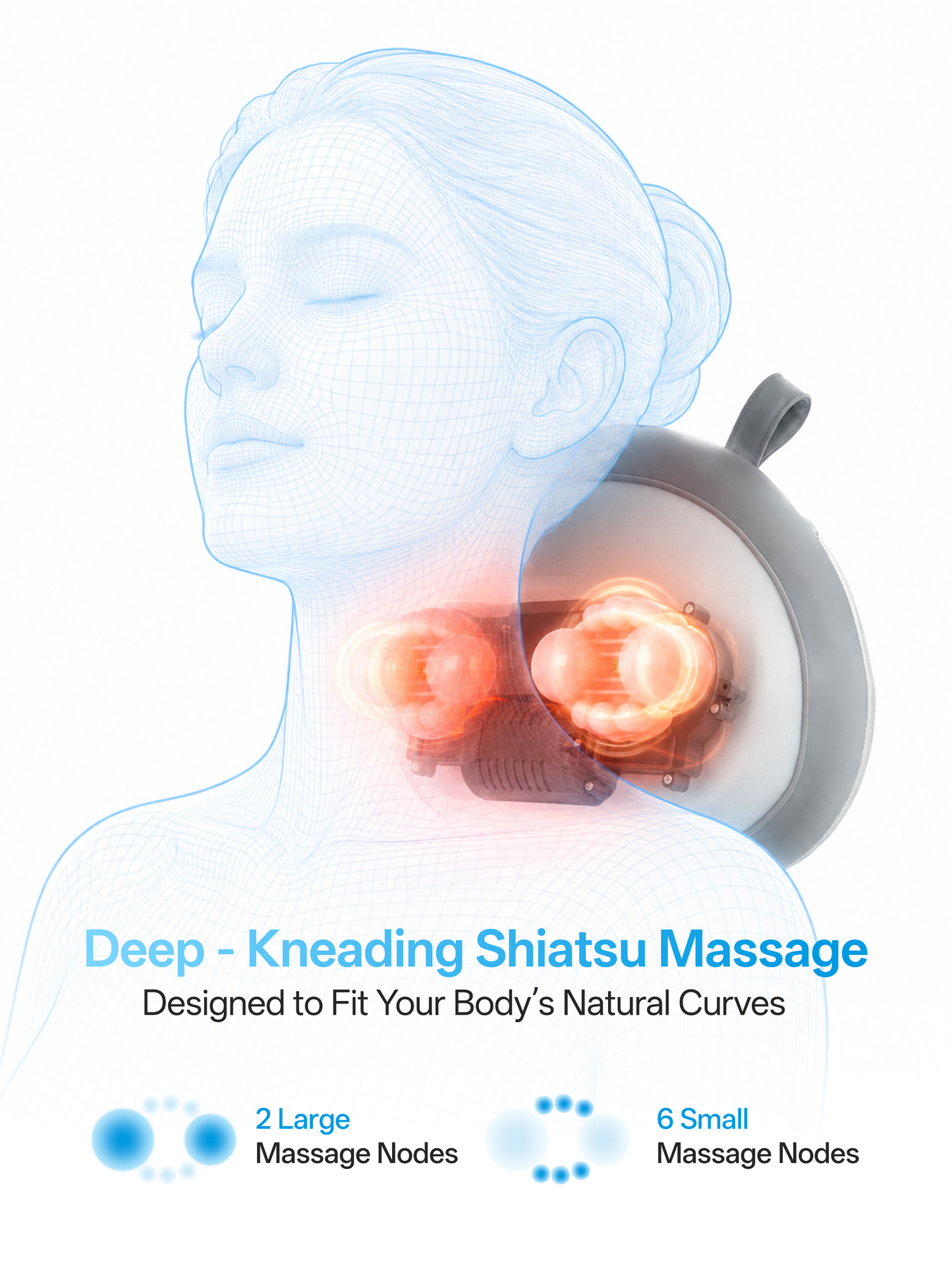 OmyGuard Cordless Shiatsu Massage Pillow with Heat