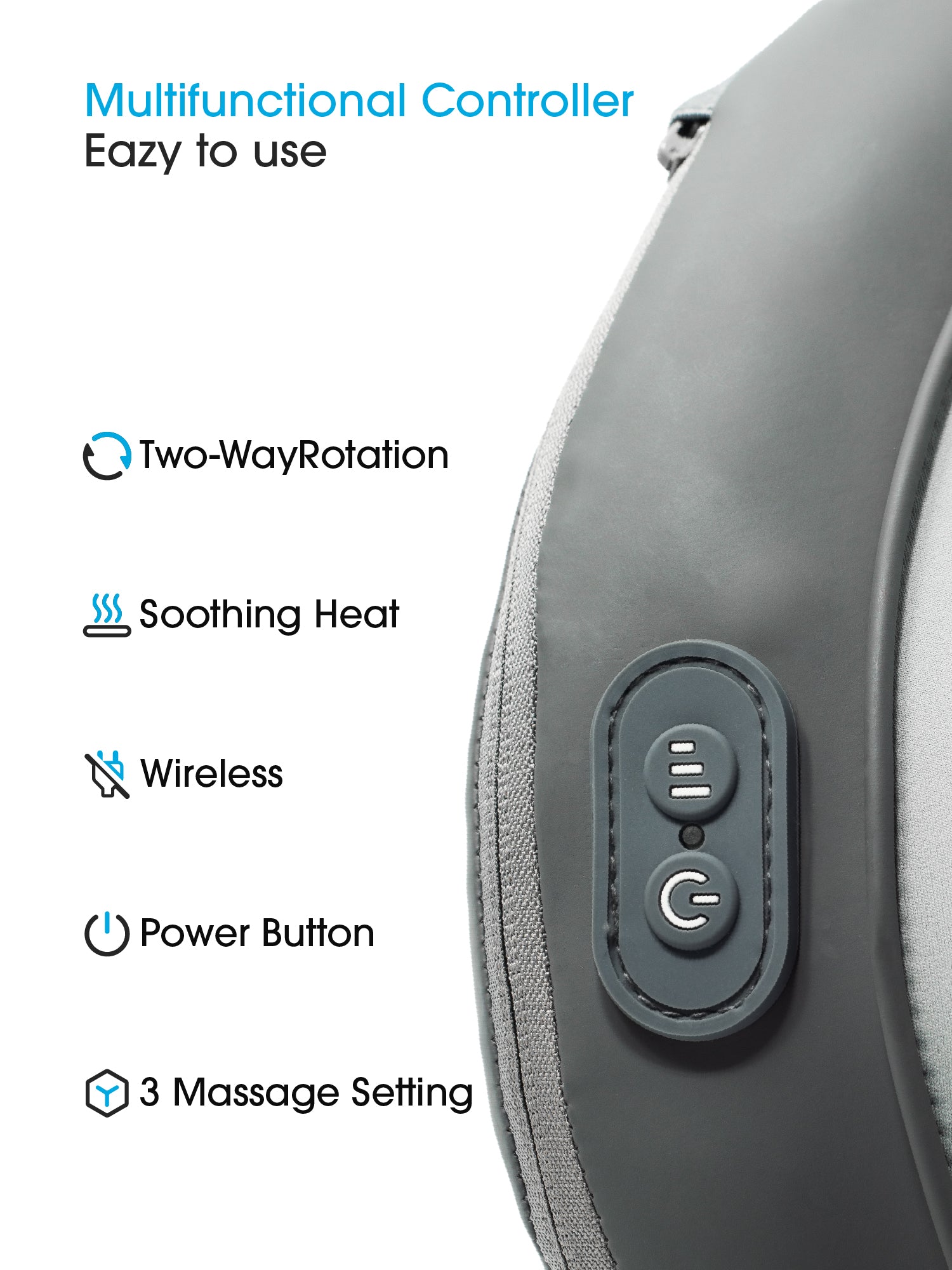 OmyGuard Cordless Shiatsu Massage Pillow with Heat