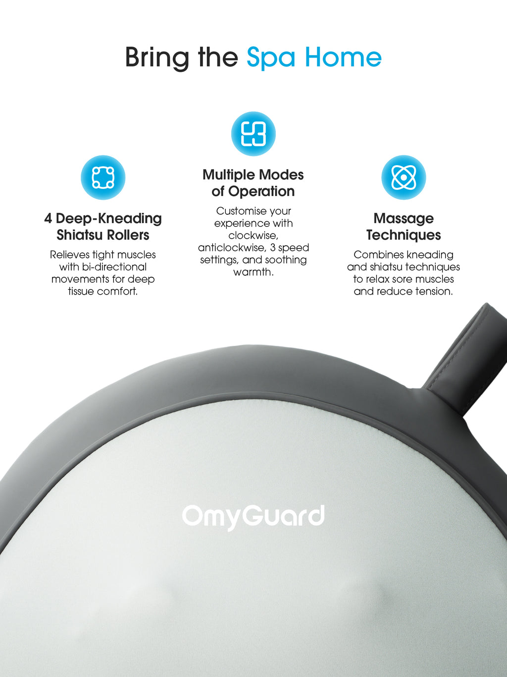 OmyGuard Cordless Shiatsu Massage Pillow with Heat