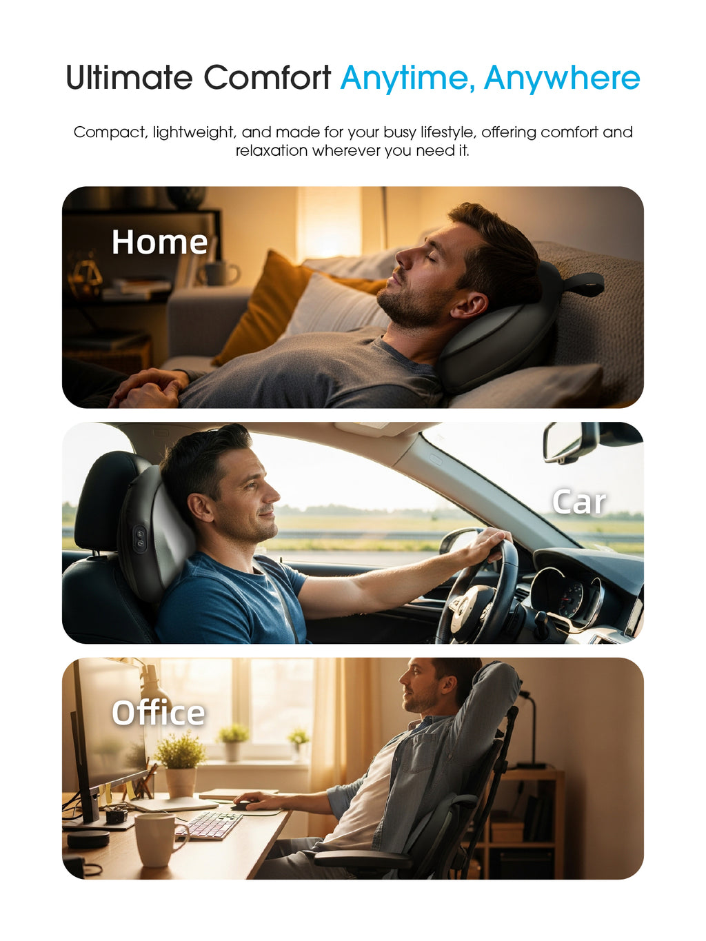 OmyGuard Cordless Shiatsu Massage Pillow with Heat