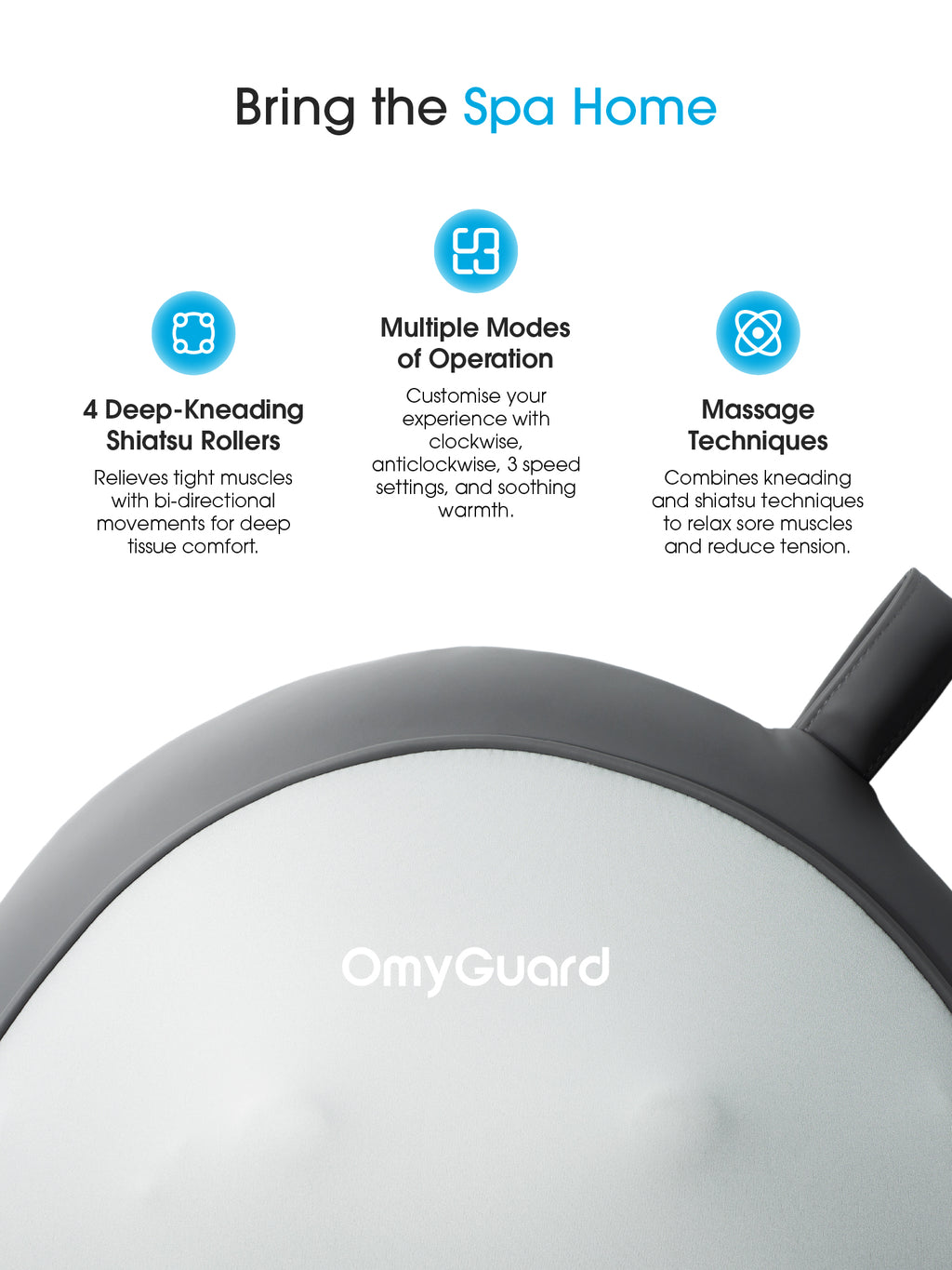 OmyGuard Cordless Shiatsu Massage Pillow with Heat